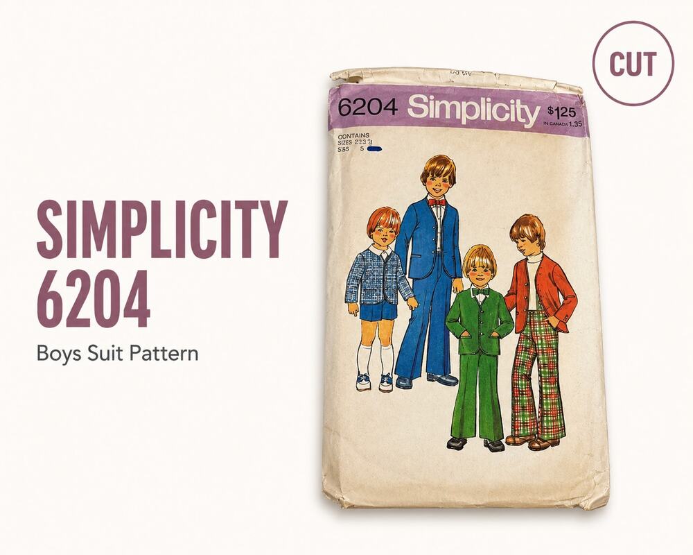 Vintage Simplicity 6204 Boys Suit Sewing Pattern Retro 70s Cut